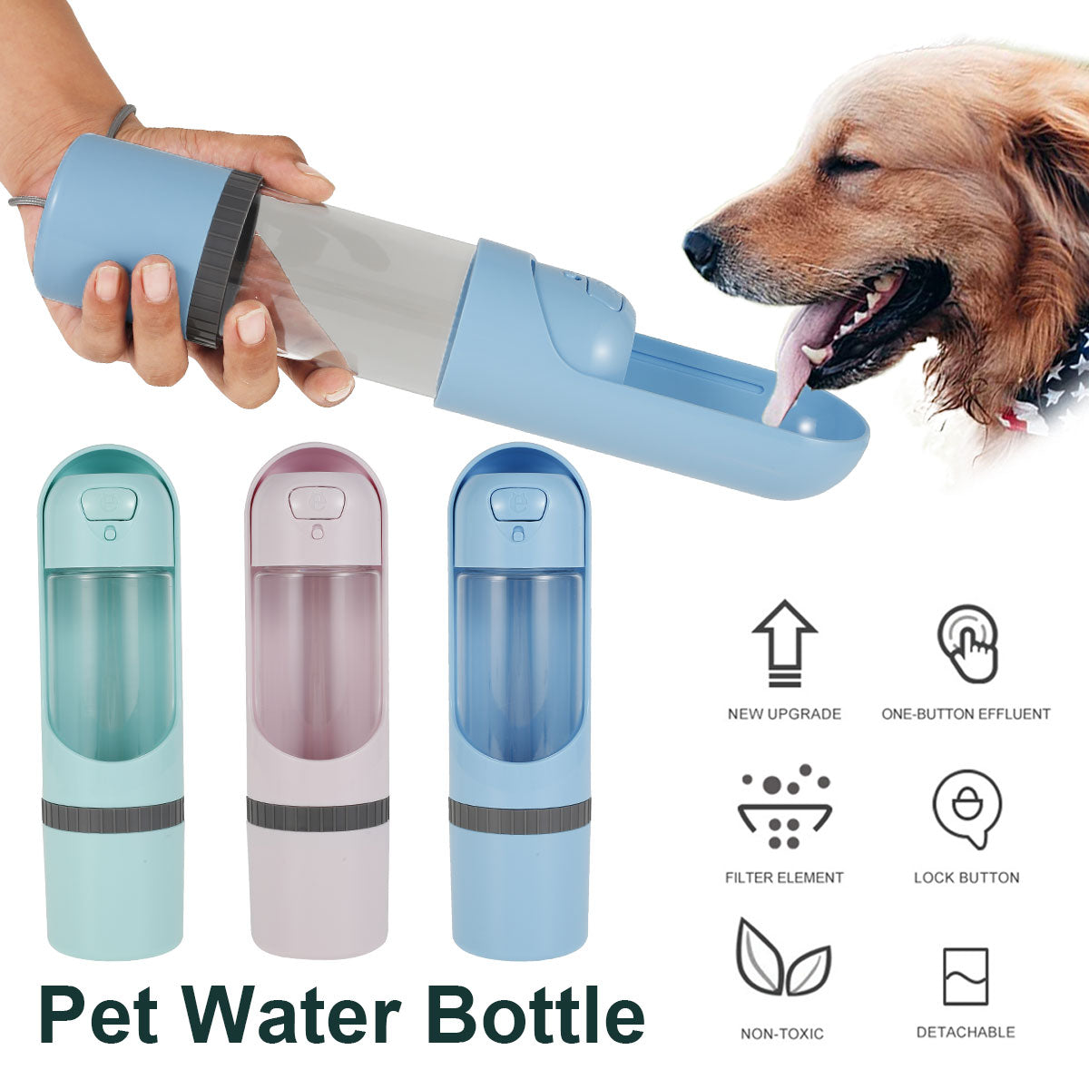 Portable Pet Dog Water Bottle 300ml Drinking Bowl for Small Large Dogs Feeding Water Dispenser Cat Dogs Outdoor Bottles