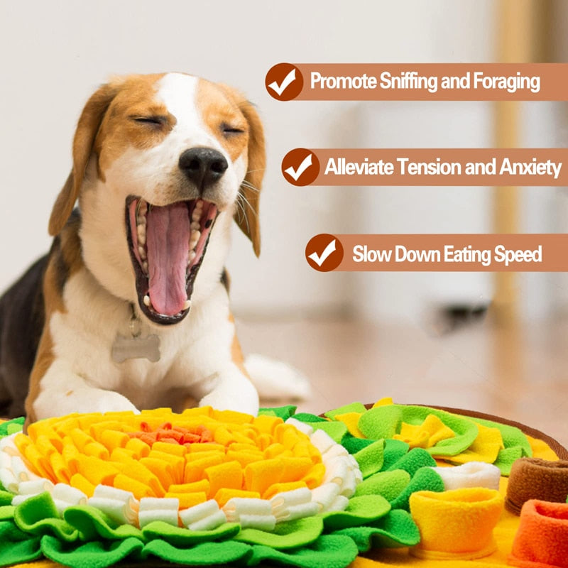 Durable and super fun Dog Snuffle Mat For Training Stress Relief Interactive Dog Toys Squeaky Puppy Pet Sniffing Treat Slow Feeding