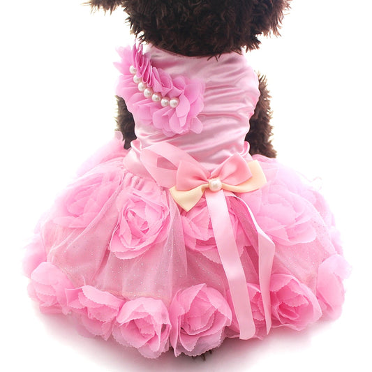 Pet Dog Princess Wedding Dress Tutu Bow Dresses Puppy Skirt Spring/Summer Clothes  Apparel 2 Colours