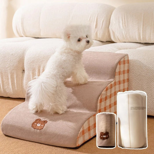 New Memory Foam Dog Sofa Stairs Pet 2/3/4 Steps Stairs for Small Dog Cat Ramp Ladder Anti-slip Bed Stairs Pet Supplies Soft Bed