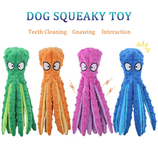 Dog Toy Squeaky Pet Plush Toy Voice Octopus Bite Resistant Interactive Pet Dog Teeth Cleaning Chew Toys Puzzle Pet Supplies