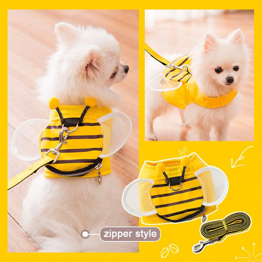 Funny Bee Vest Dog Harness and Leash! D-ring for easy leash attachment. Various sizes. Summer,beach, walking fun!