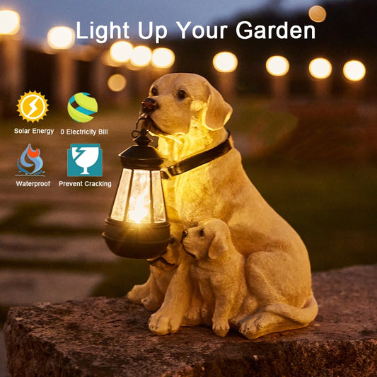Solar Animal Dog Light  Waterproof Resin Dog Statue Led Night Lights For Pathway Yard Garden Wildlife Decoration