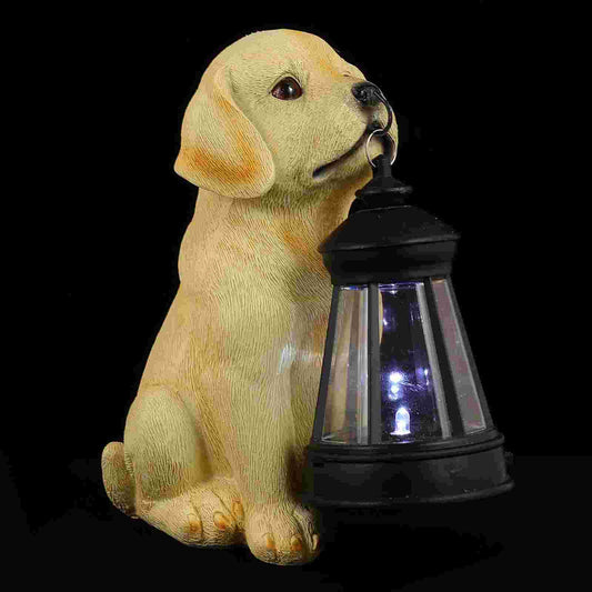 Solar Statue Dog Lantern Lights Decor Patio Retro Light Outdoor Table Lamp Decorative Garden Powered Lamps Pathway Up Dog Led