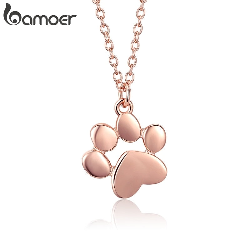 Gold Silver Cat Paw Necklace Dog Footprint Pendant Chain for Women Gift Cute Animal Jewelry SCN275