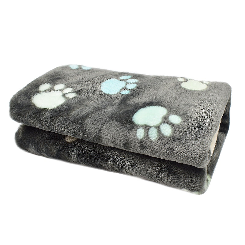 Warm and Cozy for Sumer night covers.  Dog Bed Blanket Soft Fleece Paw Print Dog Blanket Pet Cover Cushion Blanket For Small Medium Large Dog Mat