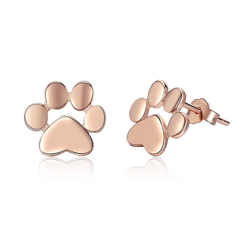 Sterling Silver Animal Paw Dog Cat Footprints Stud Earrings for Women Valentine&#39;s Day Gift SCE407