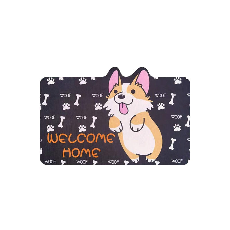 Cartoon Dog Welcome Entrance Doormats Carpets Rugs For Home Bath Living Room Floor Stair Kitchen Hallway Non-Slip Cat Dog Pet Gamer