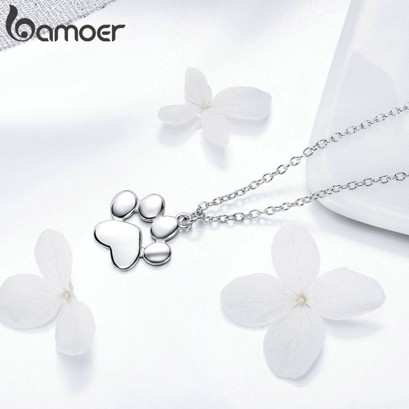 Gold Silver Cat Paw Necklace Dog Footprint Pendant Chain for Women Gift Cute Animal Jewelry SCN275