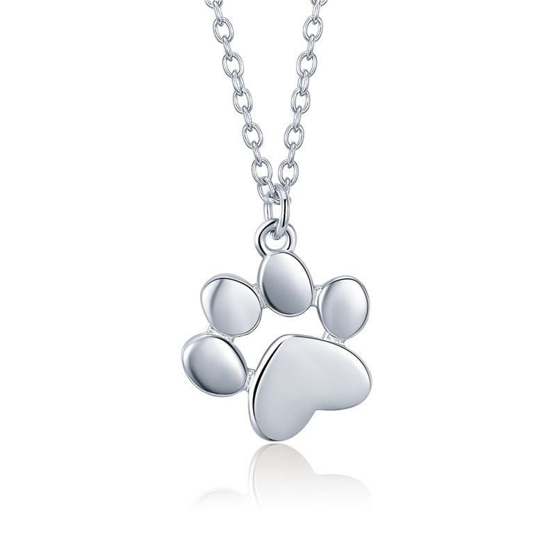 Gold Silver Cat Paw Necklace Dog Footprint Pendant Chain for Women Gift Cute Animal Jewelry SCN275