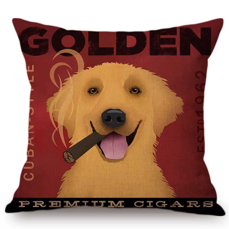 Vintage Dog Poster Art Home Decorative Sofa Throw Pillow Case Vizsla Labrador Goldendoodle Golden Retriever Linen Cushion Cover