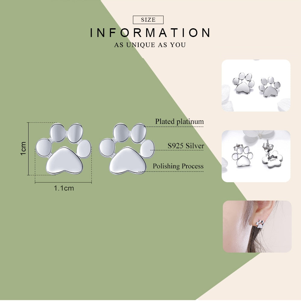 Animal paw Dog Cat Footprints Stud Earrings for Women Valentine&#39;s Day Gift SCE407