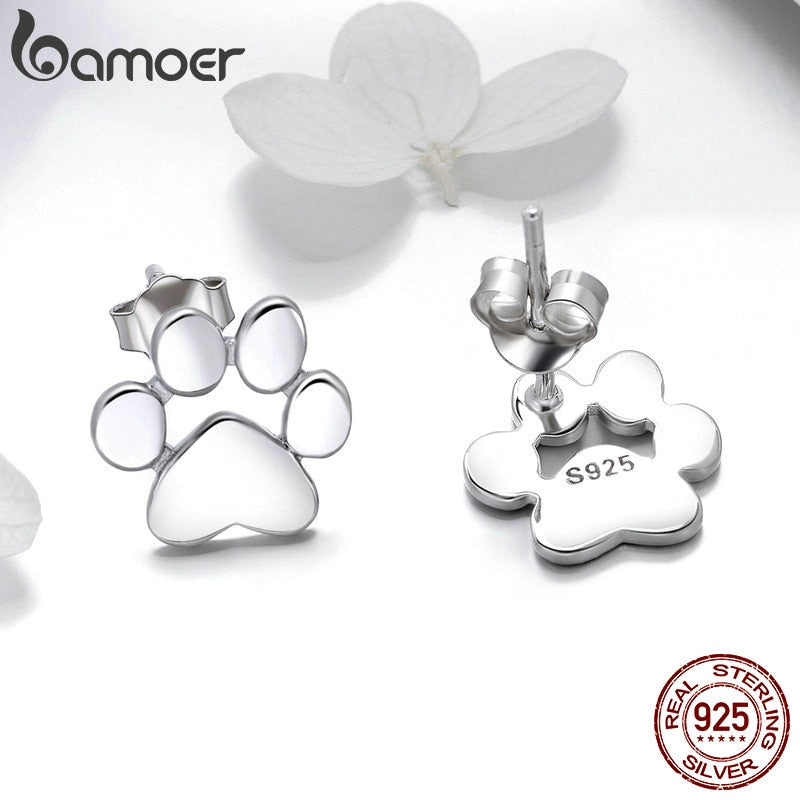 Animal paw Dog Cat Footprints Stud Earrings for Women Valentine&#39;s Day Gift SCE407