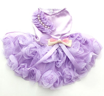 Pet Dog Princess Wedding Dress Tutu Bow Dresses Puppy Skirt Spring/Summer Clothes  Apparel 2 Colours