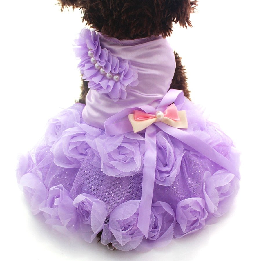 Pet Dog Princess Wedding Dress Tutu Bow Dresses Puppy Skirt Spring/Summer Clothes  Apparel 2 Colours