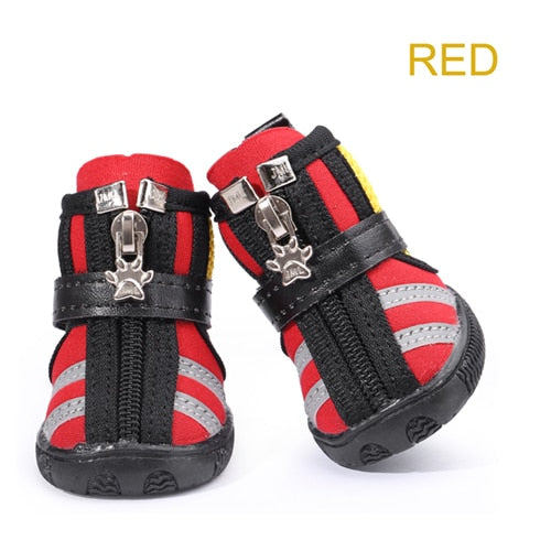 4 pcs/lot New Casual Dog Shoes Fashion Breathable Mesh Fabric Running Dog Boots with Zippers Dog Shoes Booties All Season Use