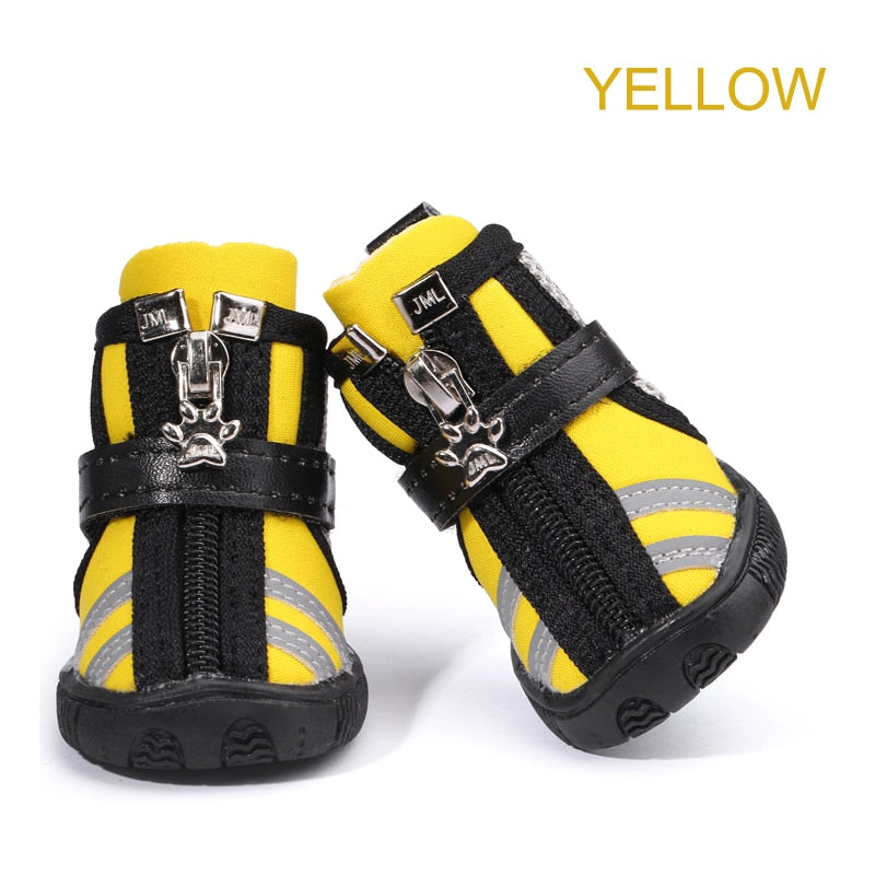 4 pcs/lot New Casual Dog Shoes Fashion Breathable Mesh Fabric Running Dog Boots with Zippers Dog Shoes Booties All Season Use