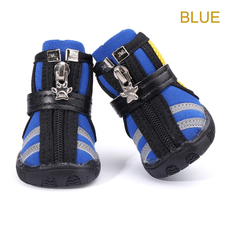 4 pcs/lot New Casual Dog Shoes Fashion Breathable Mesh Fabric Running Dog Boots with Zippers Dog Shoes Booties All Season Use