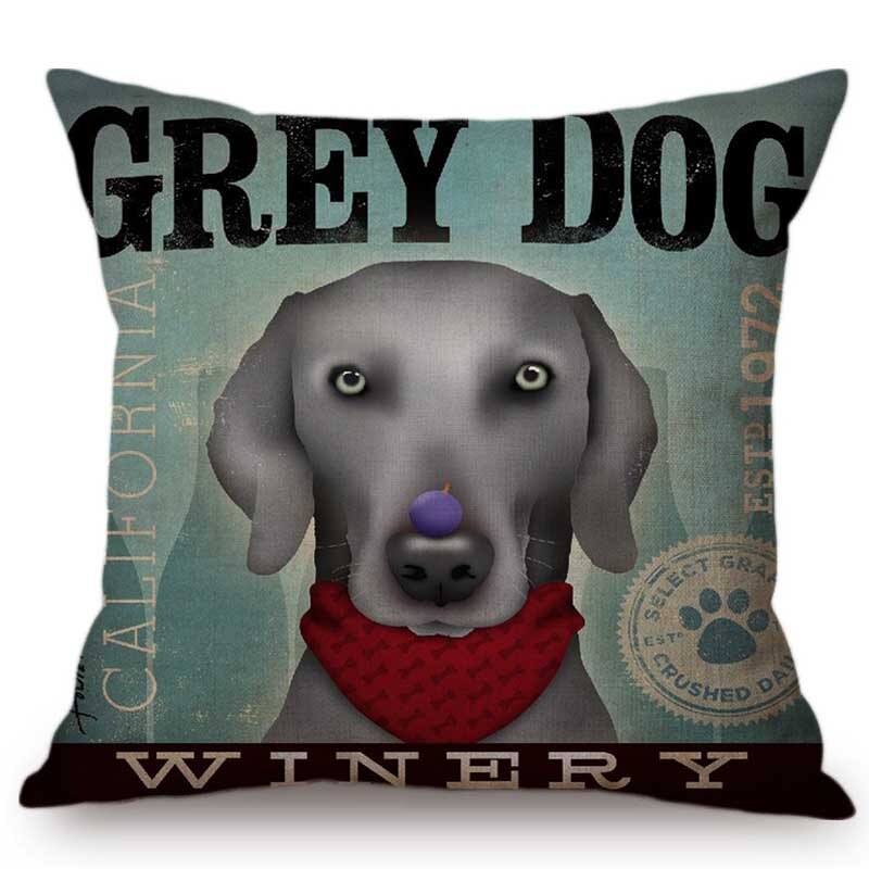 Vintage Dog Poster Art Home Decorative Sofa Throw Pillow Case Vizsla Labrador Goldendoodle Golden Retriever Linen Cushion Cover