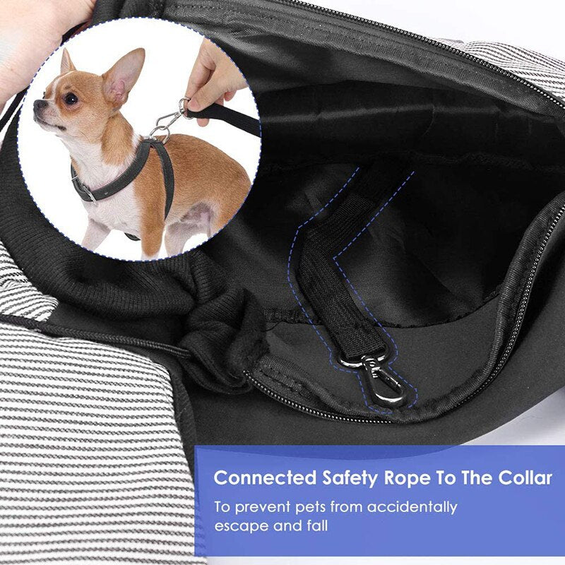 Benepaw Fashion Dog Sling Breathable Adjustable Padded Shoulder Strap Small Dog Bag Pocket Safety Rope Puppy Pet Carrier Cats