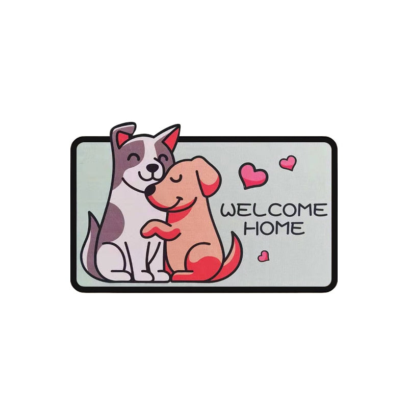 Cartoon Dog Welcome Entrance Doormats Carpets Rugs For Home Bath Living Room Floor Stair Kitchen Hallway Non-Slip Cat Dog Pet Gamer