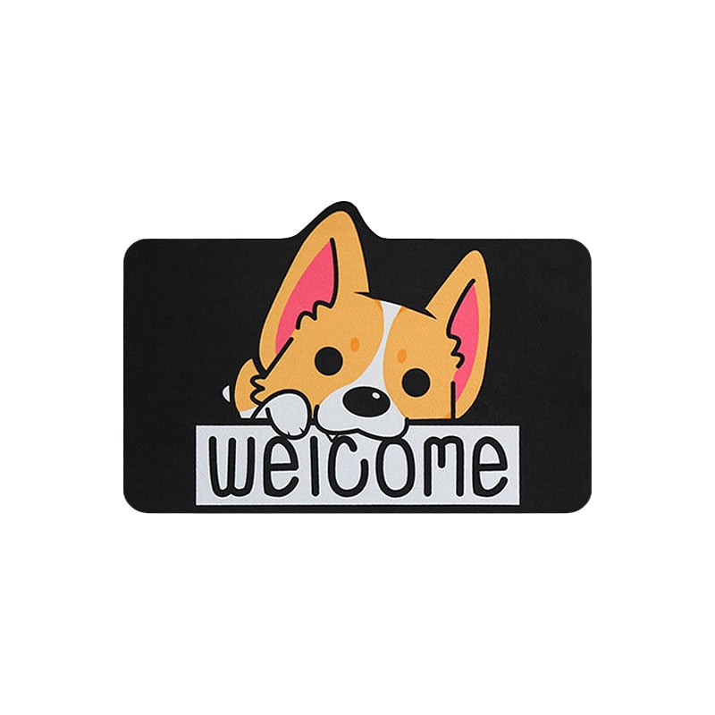 Cartoon Dog Welcome Entrance Doormats Carpets Rugs For Home Bath Living Room Floor Stair Kitchen Hallway Non-Slip Cat Dog Pet Gamer