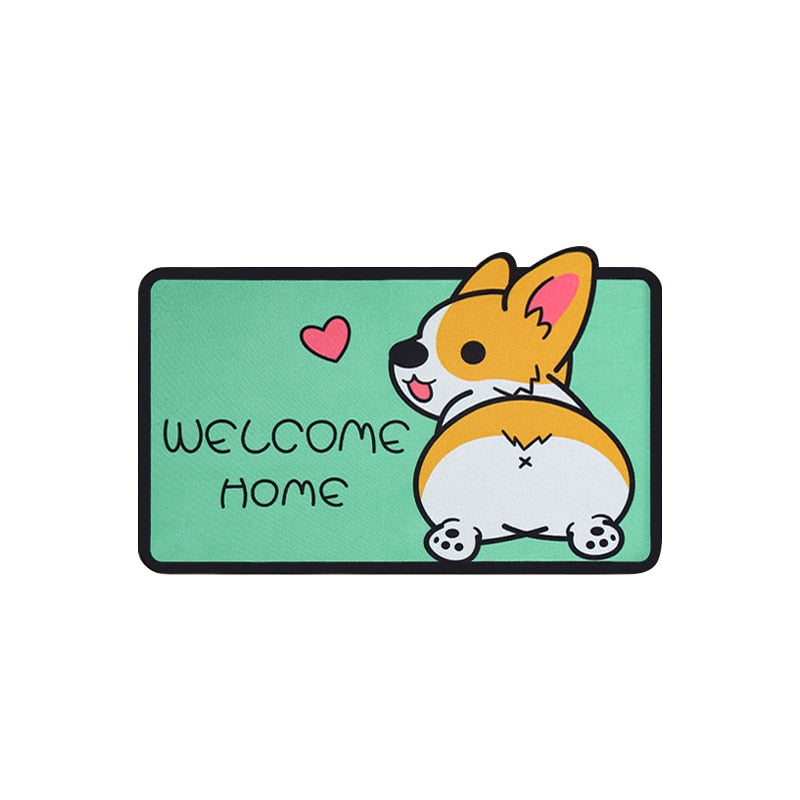 Cartoon Dog Welcome Entrance Doormats Carpets Rugs For Home Bath Living Room Floor Stair Kitchen Hallway Non-Slip Cat Dog Pet Gamer