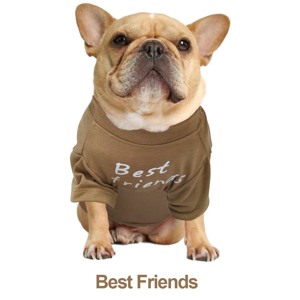 Summer/Spring Dog Clothes Quality Breathable Pet Clothing Soft Letters Printed French Bulldog Clothes for Small Dogs T-shirt