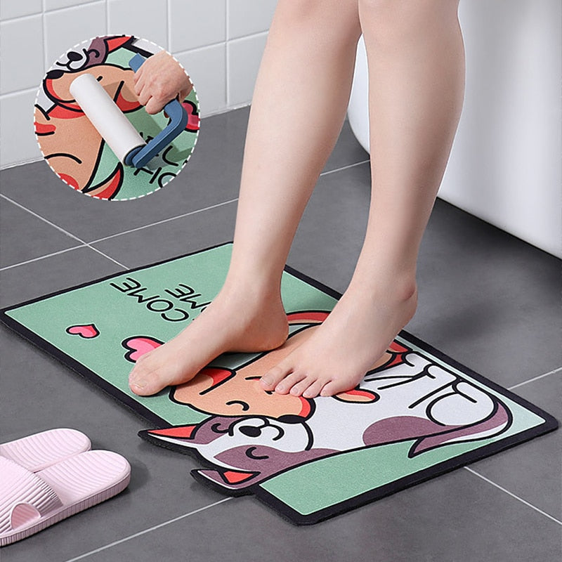 Cartoon Dog Welcome Entrance Doormats Carpets Rugs For Home Bath Living Room Floor Stair Kitchen Hallway Non-Slip Cat Dog Pet Gamer