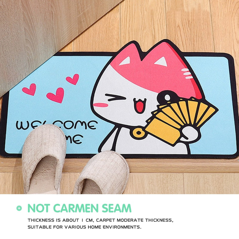 Cartoon Dog Welcome Entrance Doormats Carpets Rugs For Home Bath Living Room Floor Stair Kitchen Hallway Non-Slip Cat Dog Pet Gamer