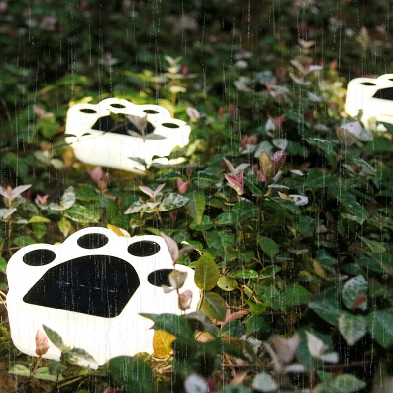 LED Solar Garden Light Outdoor Paw Prints. Waterproof Garden Lawn Lamp Decoration Dog Cat Animal Paw Print Lights Path String Paths Light