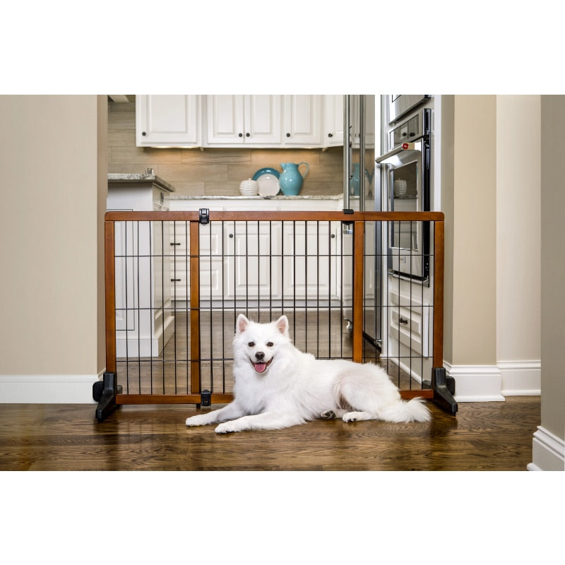 Freestanding Dog Gate, Brown, Large. Fits 70 inch opening. Free standing. Great for training.