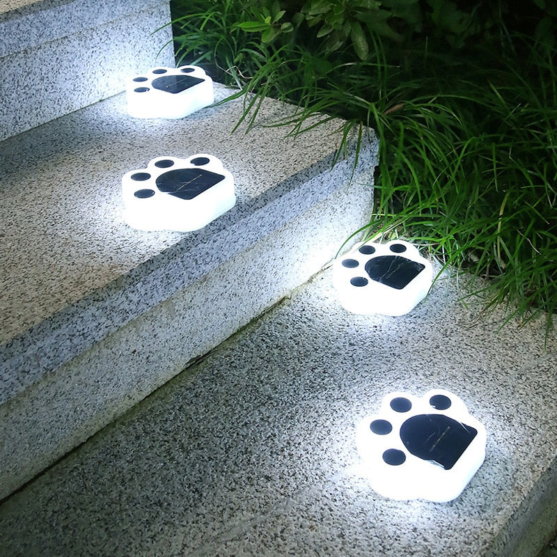 Solar Garden Light Outdoor PAW PRINTS! Waterproof Garden Lawn Lamp Decoration Dog Cat Animal Paw Print Lights Path String Paths Light