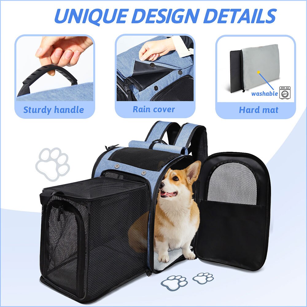 Pet Backpack Expandable Foldable Easy Carry Carrier for Small Medium Dog and Cat Transport Dog Bag Large Space Pets Carrier with Zipper