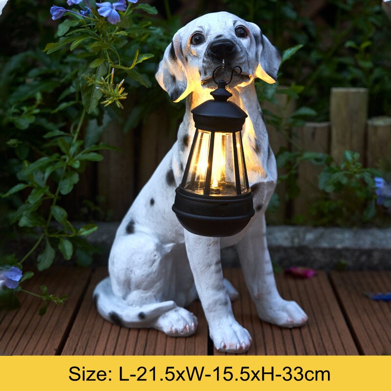 Solar Animal Dog Light  Waterproof Resin Dog Statue Led Night Lights For Pathway Yard Garden Wildlife Decoration