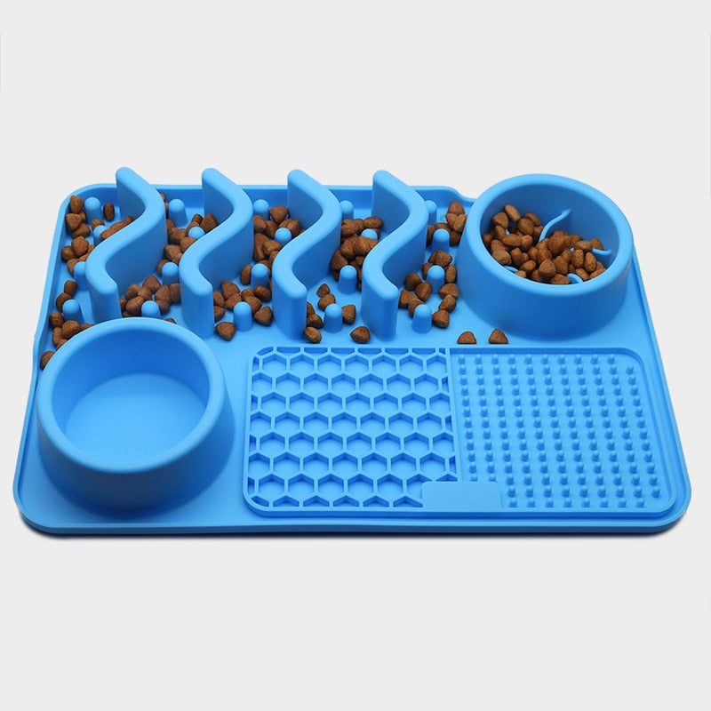 Cawayi Kennel Dog Cat Slow Food Bowl Pet Dog Feeding Bowl Silicone Dog Feeding Licking Mat Dog Healthy Slow Food Feeder Bowl Mat