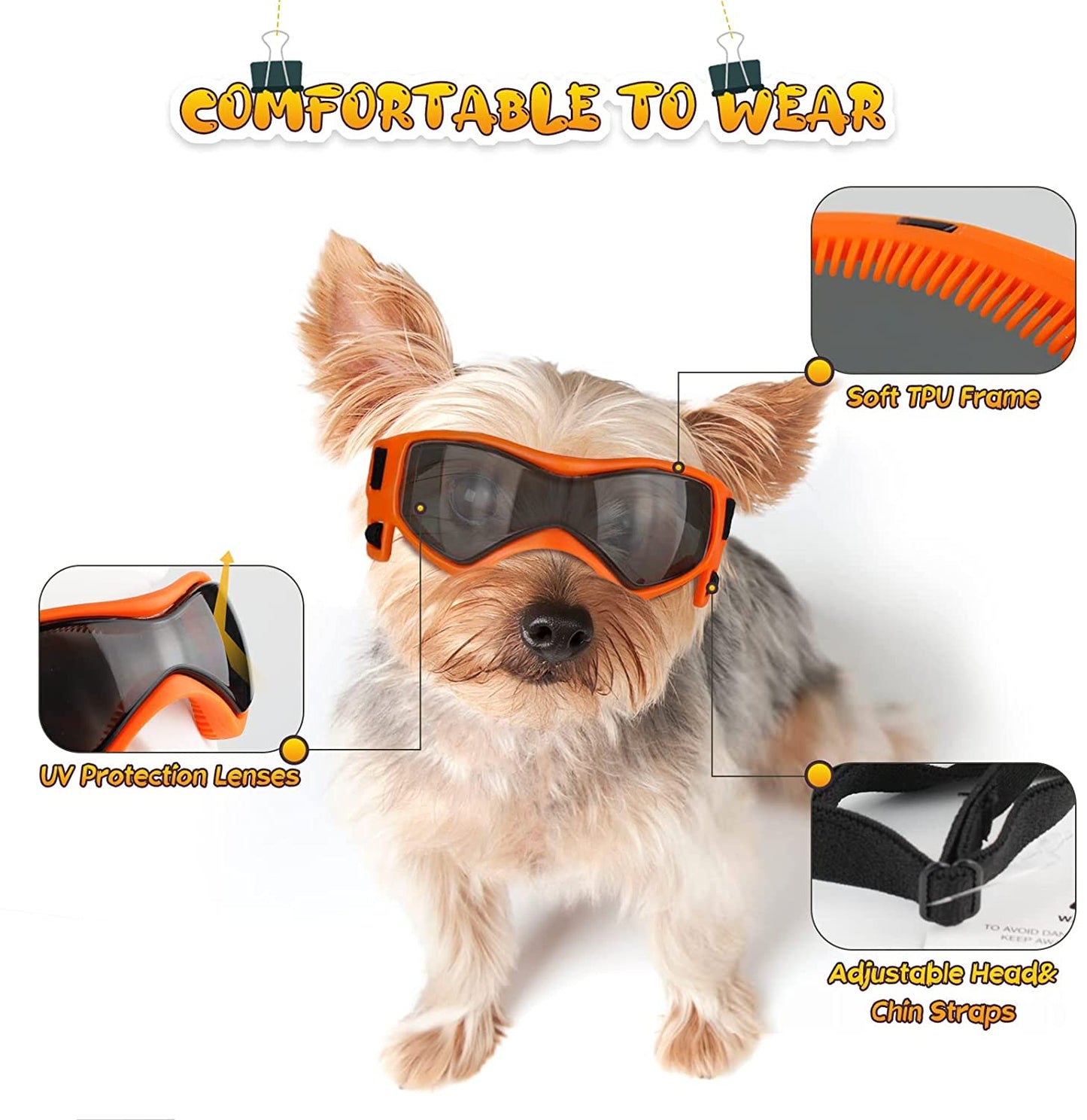 Dog Goggles Small Breed,Easy Wear Small Dog Sunglasses,Adjustable UV Protection Puppy Sunglasses for Small to Medium Dog