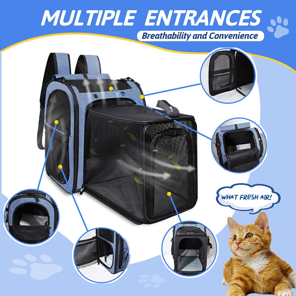 Pet Backpack Expandable Foldable Easy Carry Carrier for Small Medium Dog and Cat Transport Dog Bag Large Space Pets Carrier with Zipper