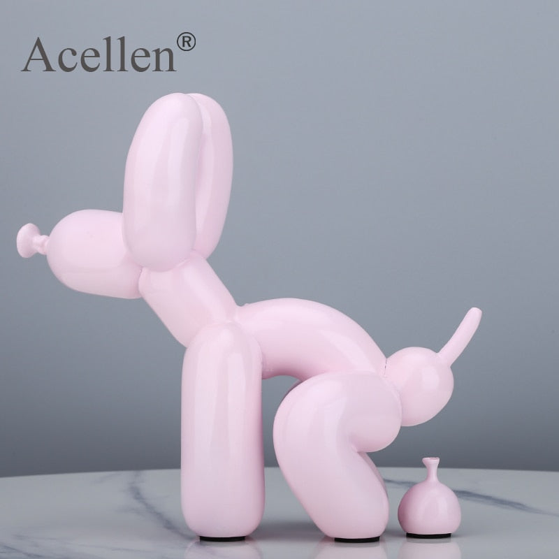 Dog lover Figurine Resin Cute Squat Poop Balloon Dog Shape Statue Art Sculpture Figurine Craftwork Tabletop Home Decor Accessories