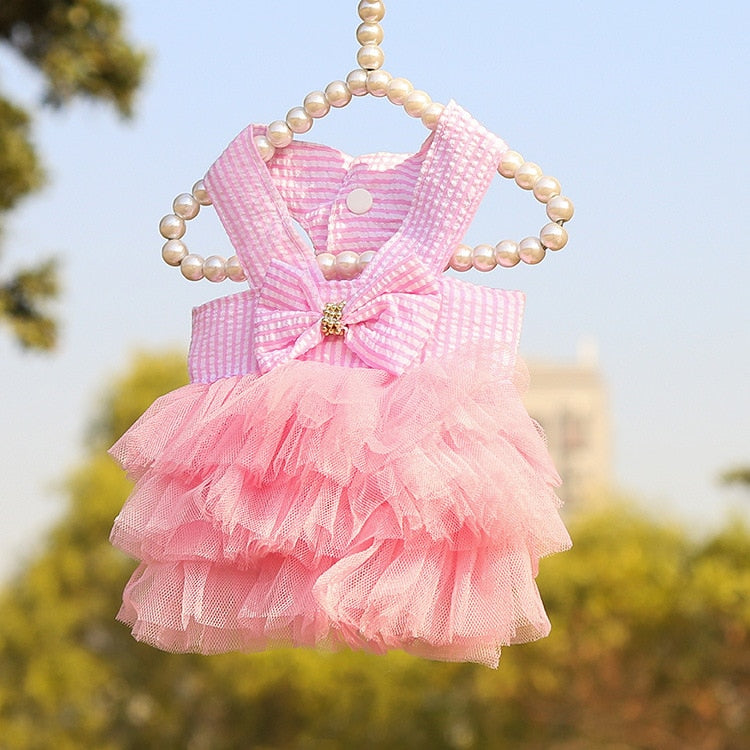 Summer Stripe Suspender Mesh Skirt Fashion Pet Cake Dress Dog Cute Clothes Clothes Pet Products