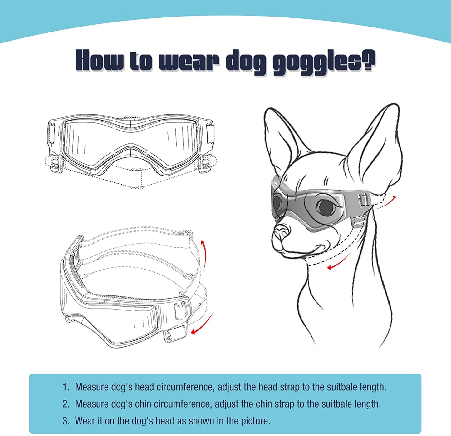 Dog Goggles Small Breed,Easy Wear Small Dog Sunglasses,Adjustable UV Protection Puppy Sunglasses for Small to Medium Dog