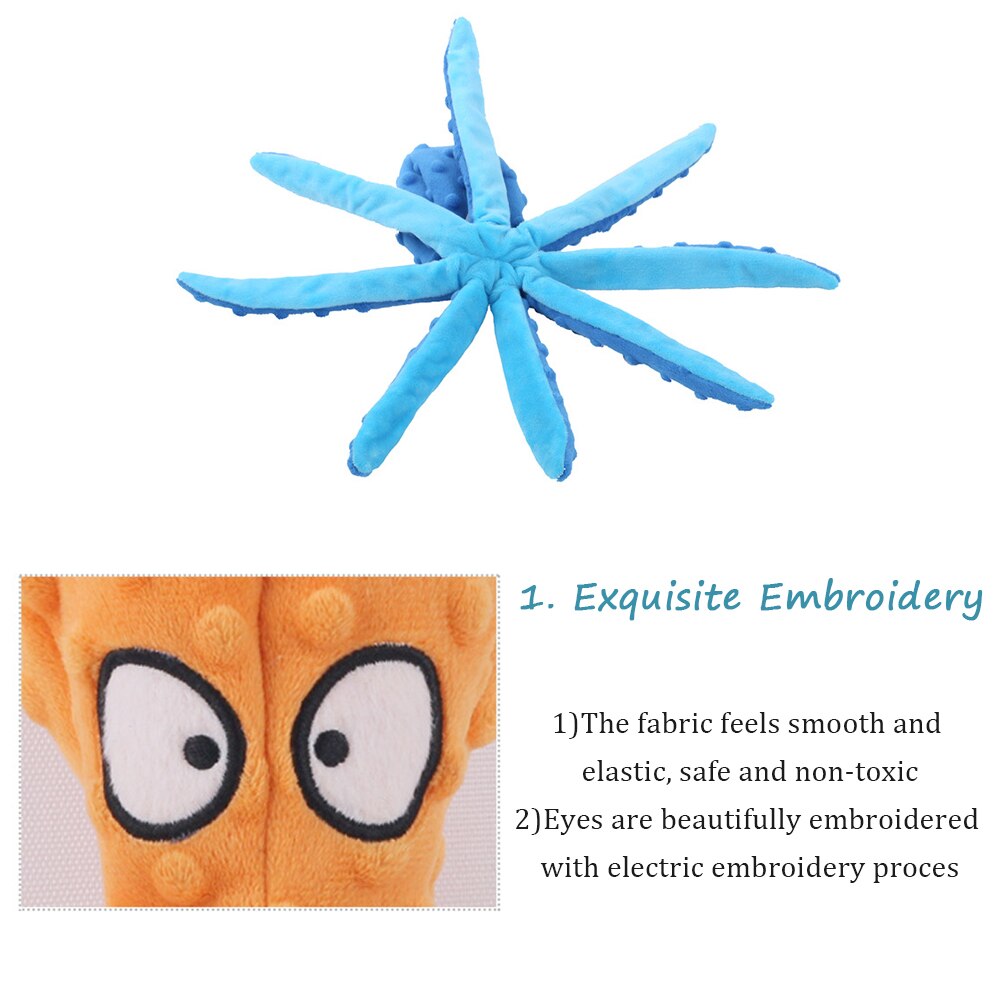 Dog Toy Squeaky Pet Plush Toy Voice Octopus Bite Resistant Interactive Pet Dog Teeth Cleaning Chew Toys Puzzle Pet Supplies