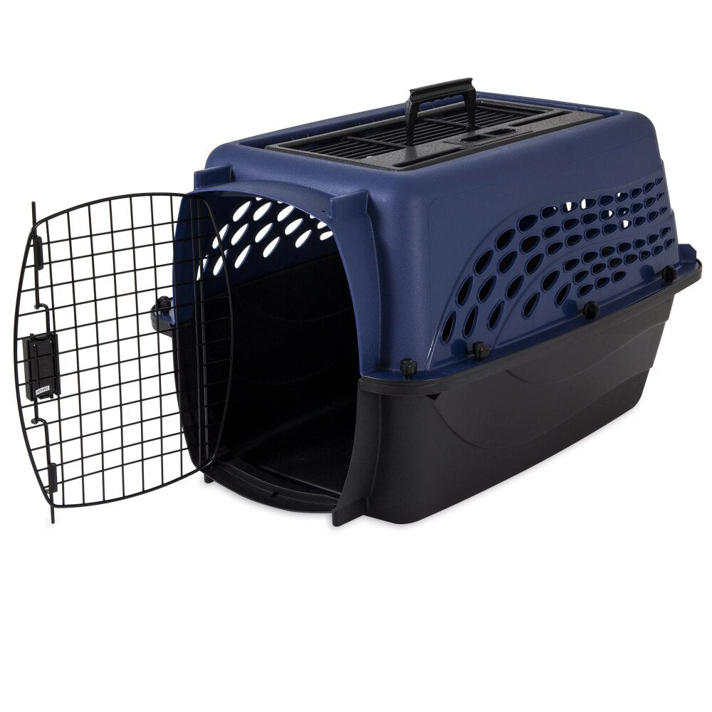 2-Door Top Load Dog Kennel, Blue, Small, 24in Length Cages