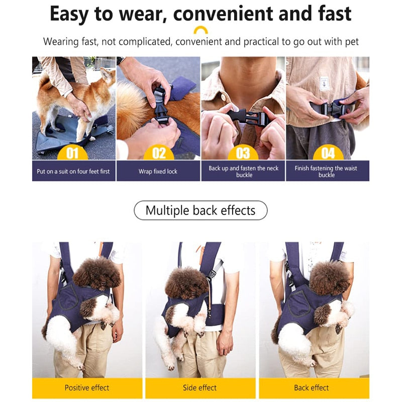 Benepaw Portable Dog Backpack Adjustable Shoulder Strap Breathable Pocket Jean Pet Sling Carrier For Small Medium Dogs Cats