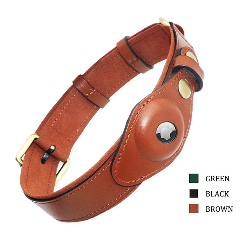 Leather Apple Airtag Pet Dog Collar GPS Position Tracker Case Labrador Big Dogs Top  Layer Cowhide AirTag Accessories