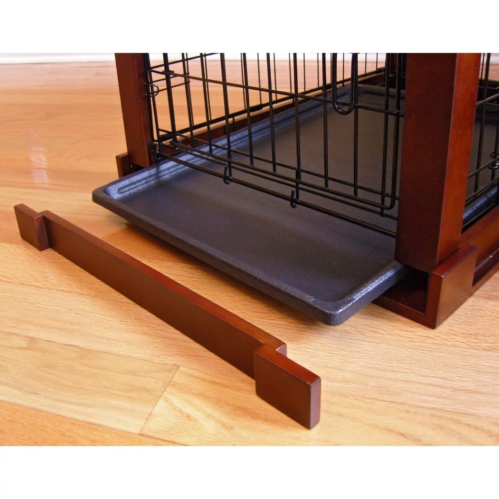 Merry Products Pet Dog Crate End Table with Cover, Mahogany, Medium, 30L x 19W x 21H in.