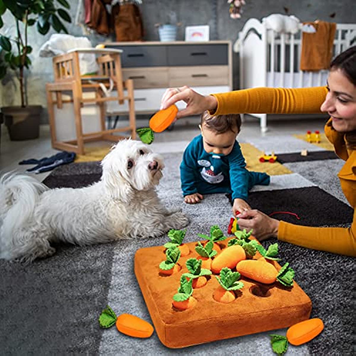 ATUBAN Snuffle Mat and cool sniffling toy. Enrichment products are designed to slow your dog done and keep them busy.