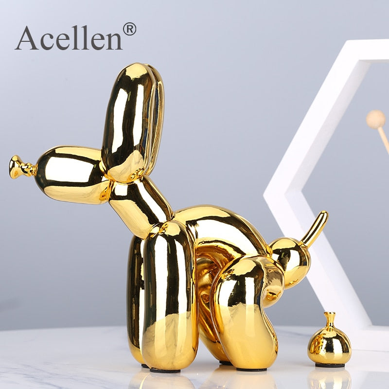 Dog lover Figurine Resin Cute Squat Poop Balloon Dog Shape Statue Art Sculpture Figurine Craftwork Tabletop Home Decor Accessories