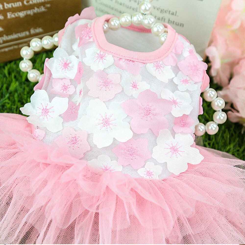 Lace Chiffon Dress for Small, Medium, or Large Dogs. Lovely Floral Dress Pet Party Birthday Costume Dog Wedding Dress Cute Dog Clothes in Summer