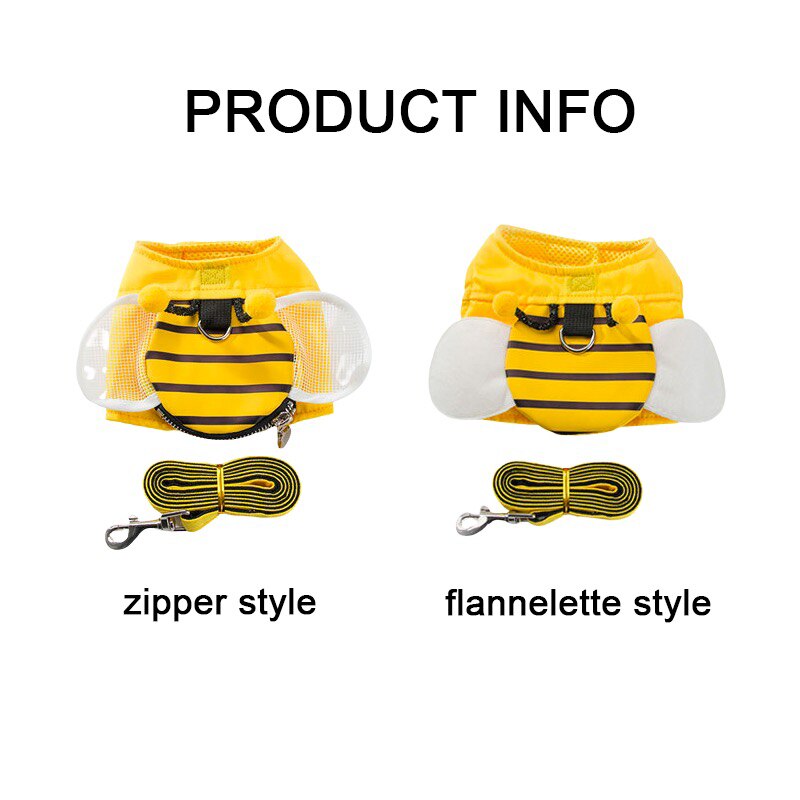 Funny Bee Vest Dog Harness and Leash! D-ring for easy leash attachment. Various sizes. Summer,beach, walking fun!
